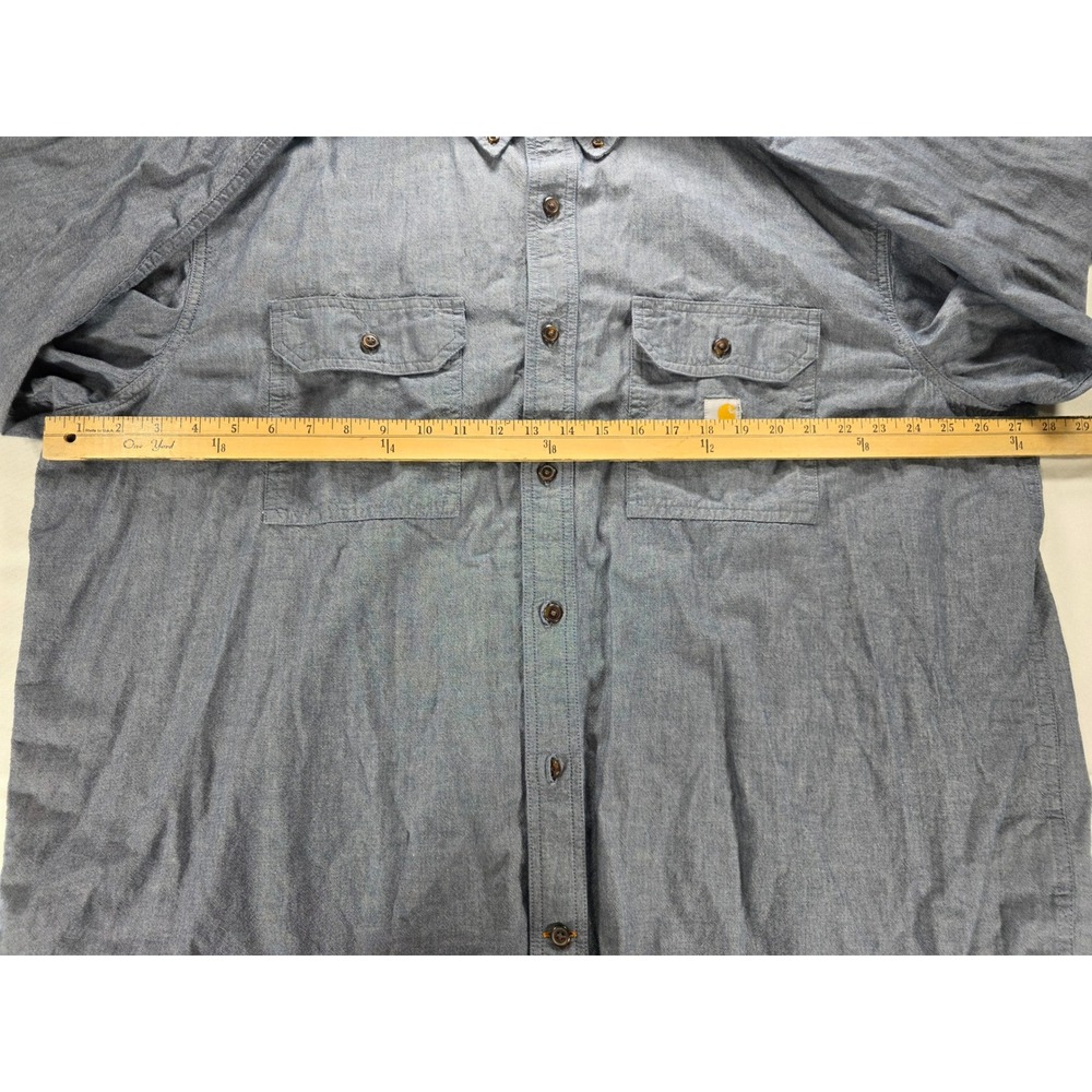 Carhartt 2XL Triple Stitch Loose Fit Chambray Button Up Shirt Casual Heavy Duty - Picture 8 of 10